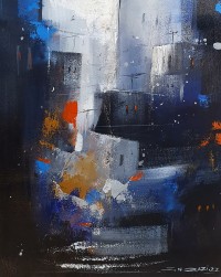 G. N. Qazi, 12 x 16 inch, Acrylic on Canvas, Abstract Painting, AC-GNQ-063